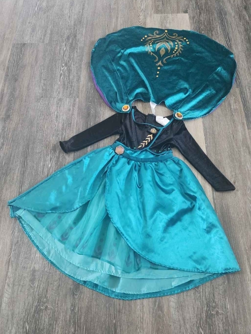 Girls Teal Princess Costume Dress with Cape